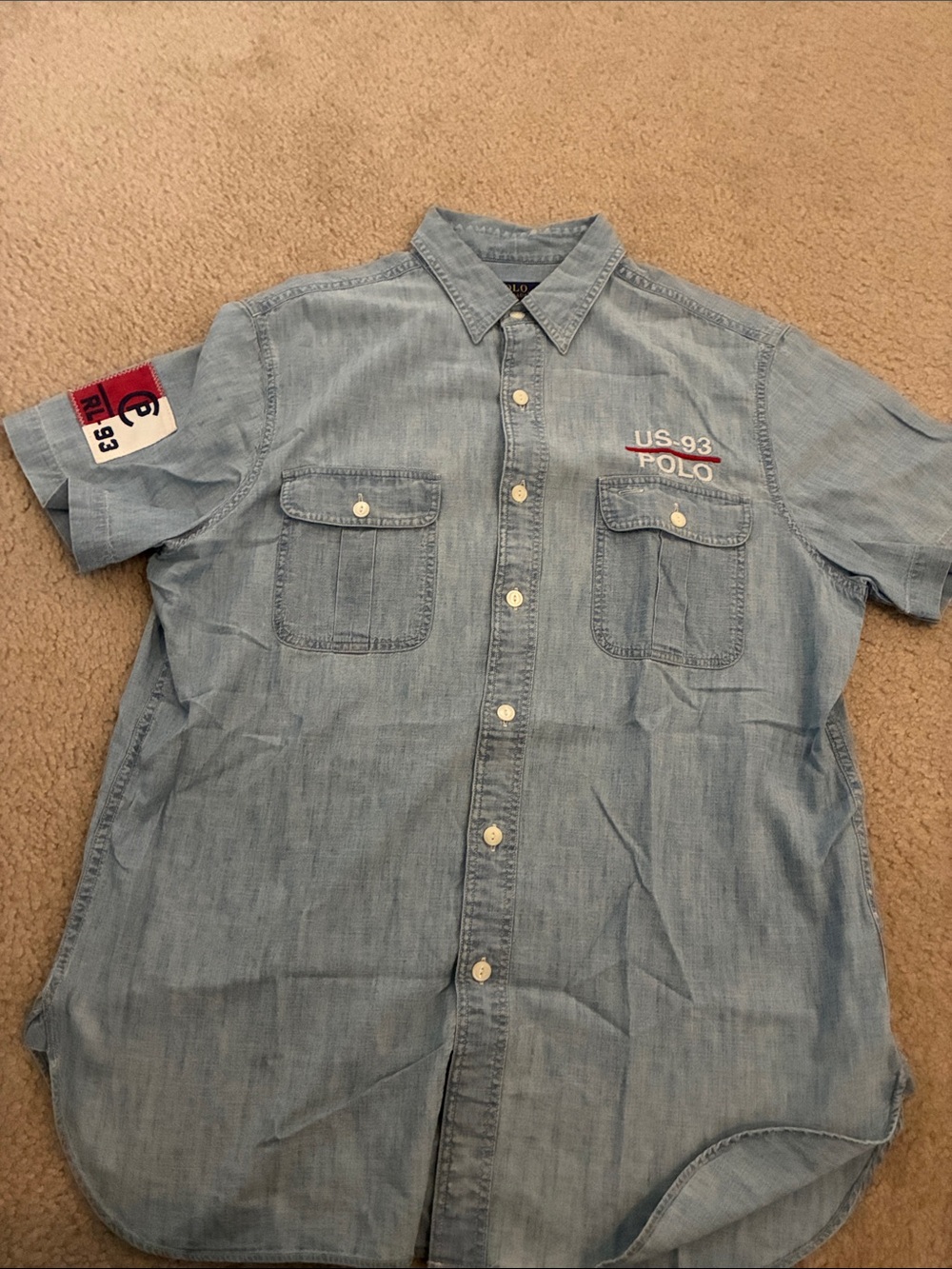 Polo by Ralph Lauren Light Blue Short-Sleeve Denim Button-Down Shirt